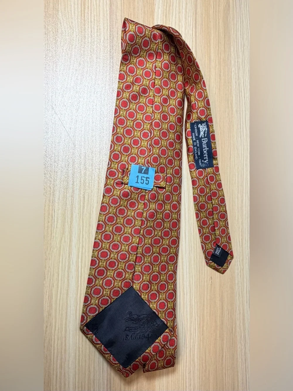 Burberry Red and Gold Medallion Silk Tie